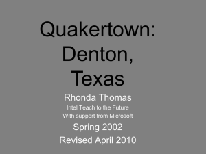 Quakertown: Denton, Texas Rhonda Thomas