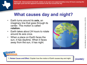 What causes day and night?