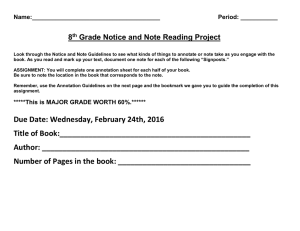 8 Grade Notice and Note Reading Project Name:______________________________________