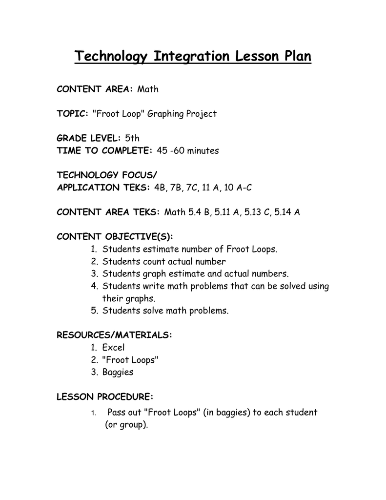 Technology Integration Lesson Plan