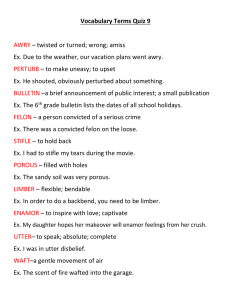 Vocabulary Terms Quiz 9  AWRY PERTURB