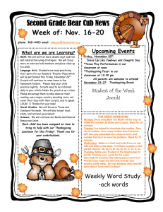 Second Grade Bear Cub News Week of: Nov. 16-20