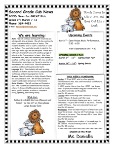 Second Grade Cub News We are learning: Upcoming Events
