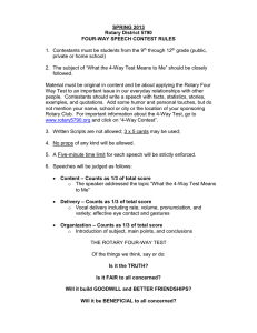 SPRING 2013 Rotary District 5790 FOUR-WAY SPEECH CONTEST RULES