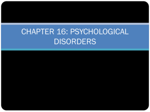 CHAPTER 16: PSYCHOLOGICAL DISORDERS