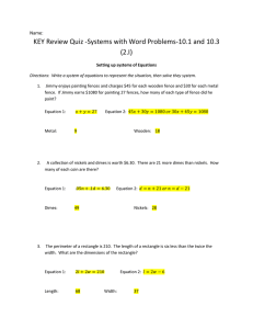 KEY Review Quiz -Systems with Word Problems-10.1 and 10.3 (2.I) Name: