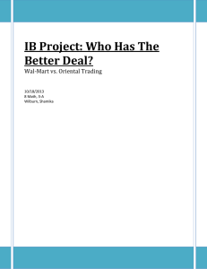 IB Project: Who Has The Better Deal? Wal-Mart vs. Oriental Trading