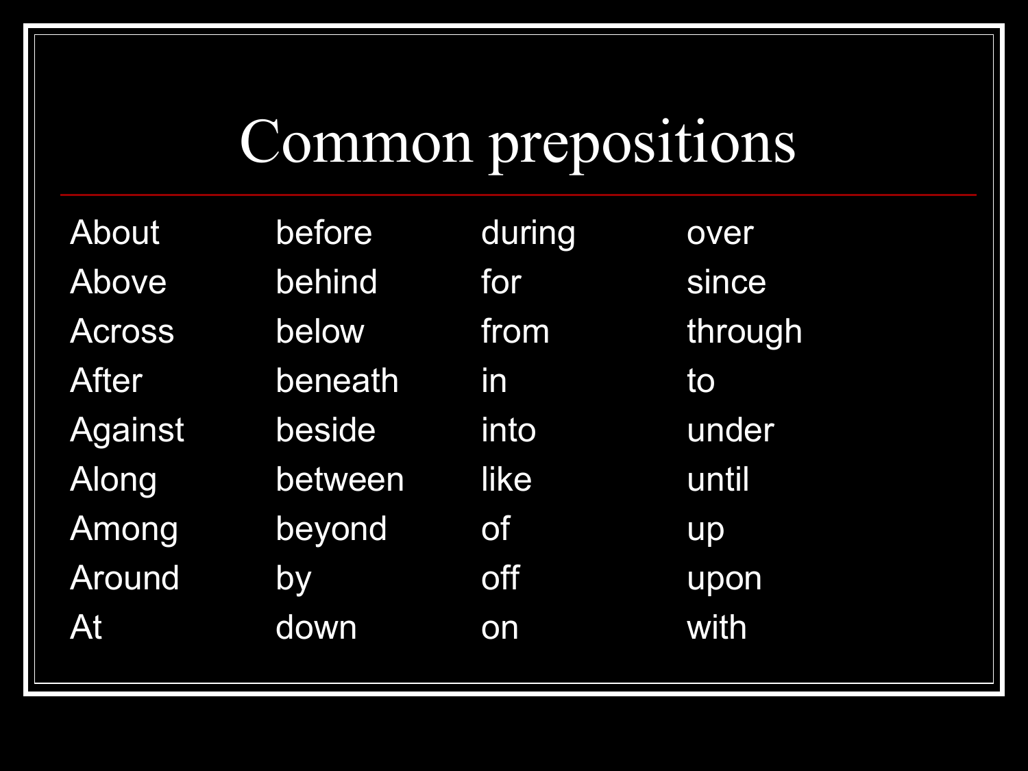 common-prepositions