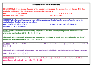 Properties of Real Numbers change the order Add: