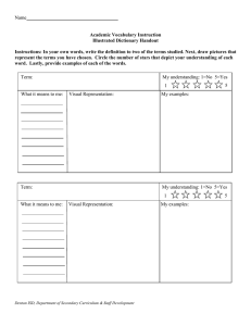Name  Academic Vocabulary Instruction Illustrated Dictionary Handout