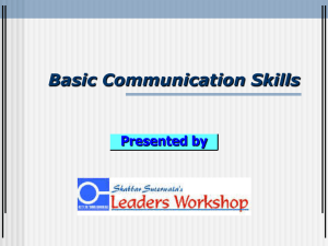 Basic Communication Skills Presented by