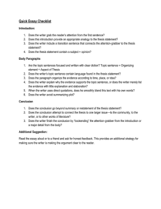 Quick Essay Checklist