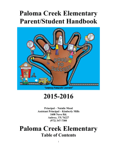 Paloma Creek Elementary Parent/Student Handbook 2015-2016