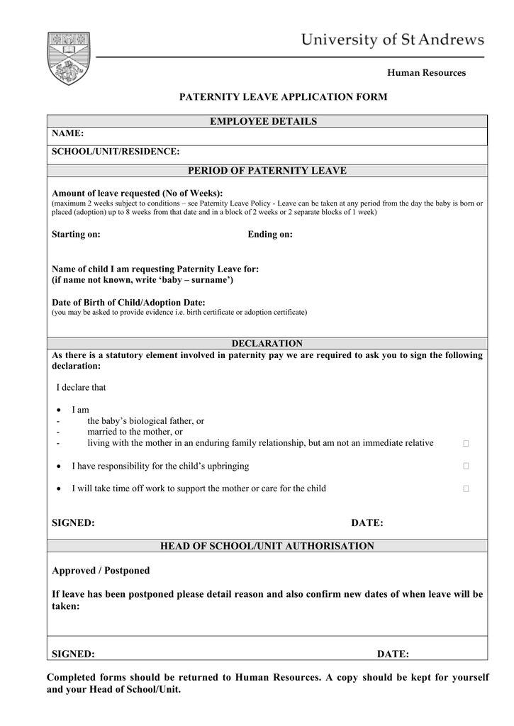 Maternity leave application form for teachers pdf