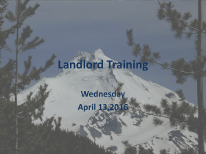 Landlord Training Wednesday April 13,2016