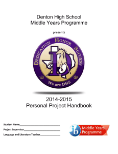 2014-2015 Personal Project Handbook Denton High School