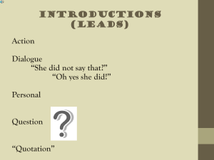 INTRODUCTIONS (LEADS) Action Dialogue