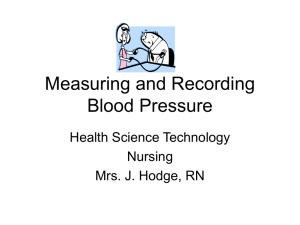 Measuring and Recording Blood Pressure Health Science Technology Nursing