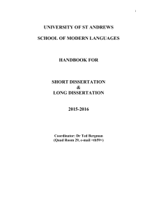UNIVERSITY OF ST ANDREWS SCHOOL OF MODERN LANGUAGES HANDBOOK FOR
