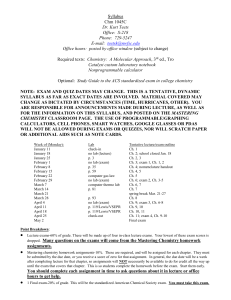 Syllabus Chm 1045C  Chemistry:  A Molecular Approach