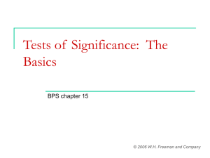 Tests of  Significance:  The Basics BPS chapter 15