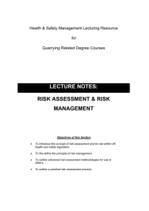 LECTURE NOTES: RISK ASSESSMENT &amp; RISK  MANAGEMENT
