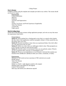 College Project Part I: Resume
