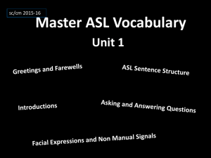 Master ASL Vocabulary Unit 1 sc/cm 2015-16