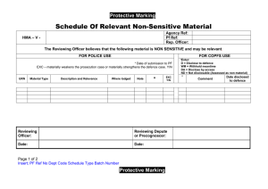 Schedule Of Relevant Non-Sensitive Material Protective Marking