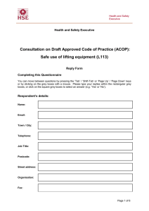 Consultation on Draft Approved Code of Practice (ACOP):
