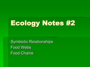 Ecology Notes #2 Symbiotic Relationships Food Webs Food Chains
