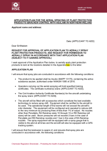 APPLICATION PLAN FOR THE AERIAL SPRAYING OF PLANT PROTECTION