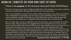 WARM-UP: COMPLETE ON YOUR OWN SHEET OF PAPER. purpose