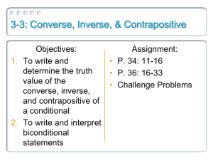 3-3: Converse, Inverse, &amp; Contrapositive