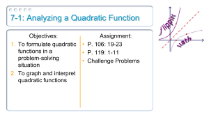 7-1: Analyzing a Quadratic Function