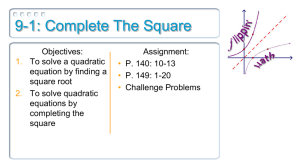 9-1: Complete The Square