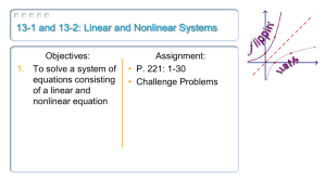 13-1 and 13-2: Linear and Nonlinear Systems