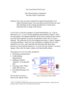 Use Case Derived Test Cases  Dave Wood, Harris Corporation