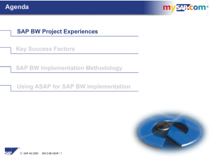 Agenda Key Success Factors SAP BW Implementation Methodology