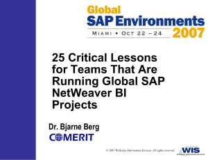 25 Critical Lessons for Teams That Are Running Global SAP NetWeaver BI