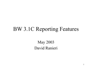 BW 3.1C Reporting Features May 2003 David Ranieri 1