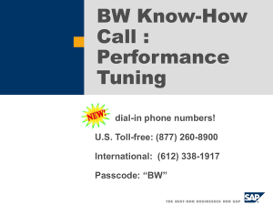 BW Know-How Call : Performance Tuning