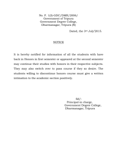 No. F. 1(3)-GDC/DMR/2006/ Government of Tripura Government Degree College, Dharmanagar, Tripura (N)