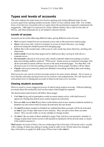 Types and levels of accounts