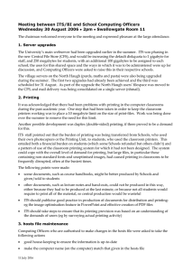 Meeting between ITS/BI and School Computing Officers Wednesday 30 August 2006 2pm