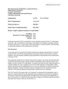 UPDATED: July 29, 2015 Role Statement for XXXXXXX, Assistant Professor Location: XXXXXXX