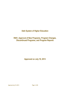 Utah System of Higher Education  Discontinued Programs, and Program Reports