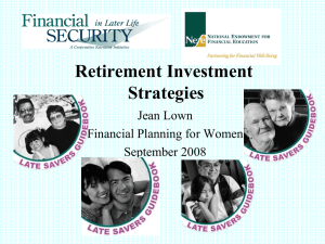 Retirement Investment Strategies Jean Lown Financial Planning for Women