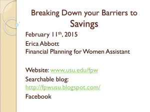 Savings Breaking Down your Barriers to February 11 , 2015