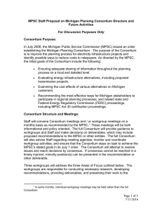 MPSC Staff Proposal on Michigan Planning Consortium Structure and Future Activities